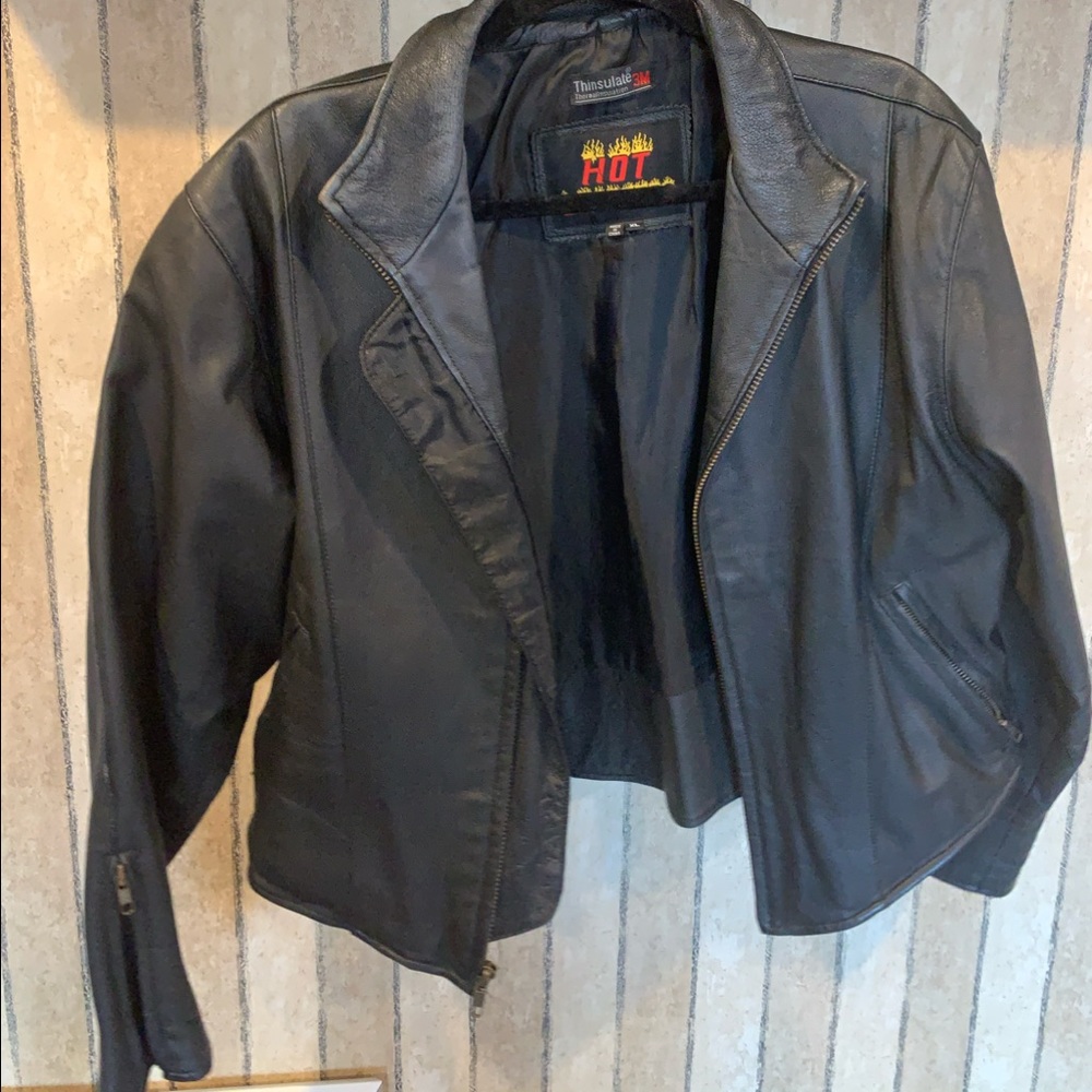 Women’s leather biker jacket